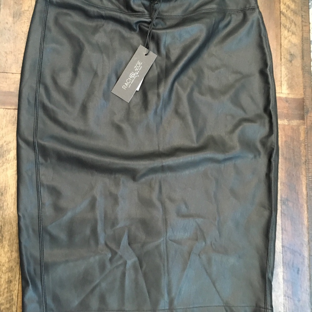 NWT Rachel Zoe Black Pencil Skirt Medium New w Tags pleather